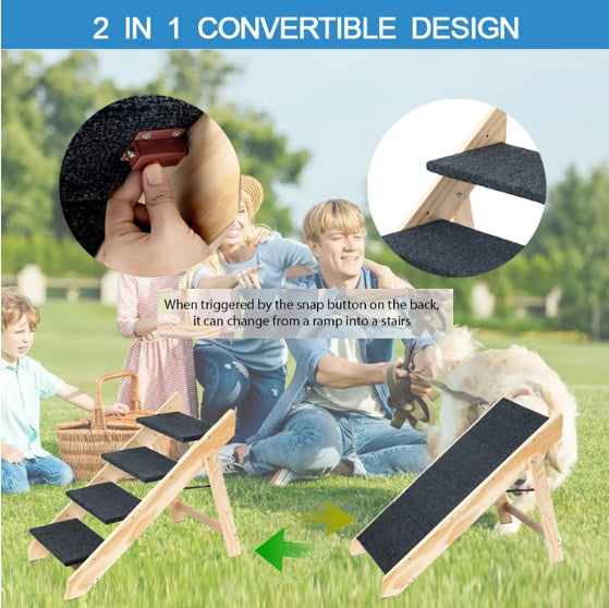 Wooden Foldable Pet Stair & Ramp