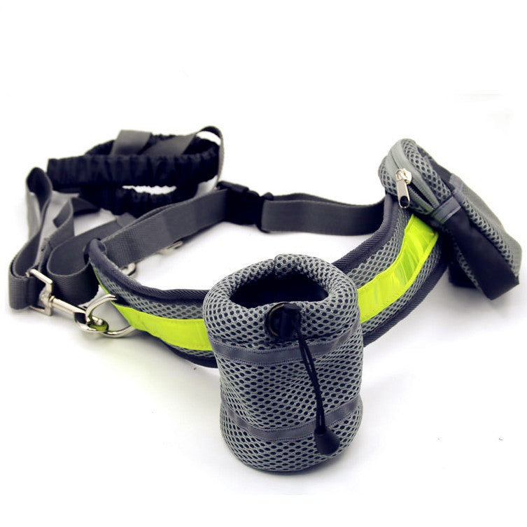 Hands-Free Dog Running Leash Set with Waist Bag