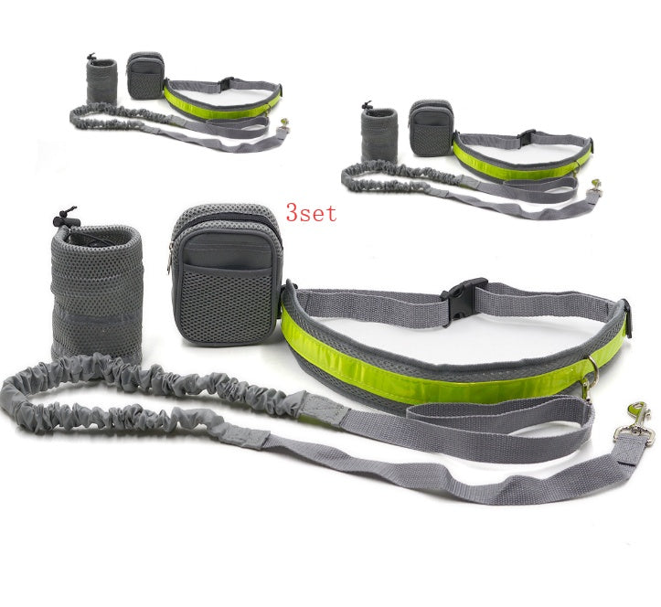 Hands-Free Dog Running Leash Set with Waist Bag