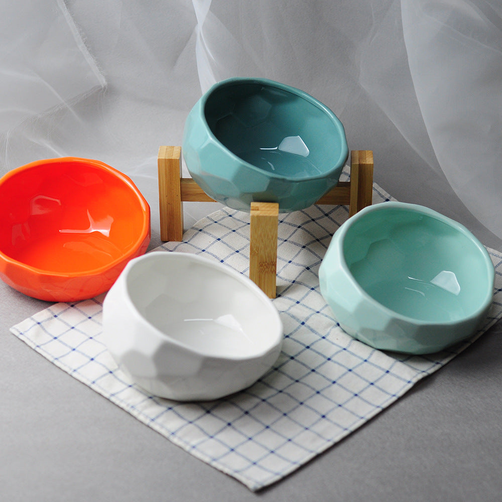 Elegant Ceramic Pet Bowl – Minimalist Design with Optional Rack