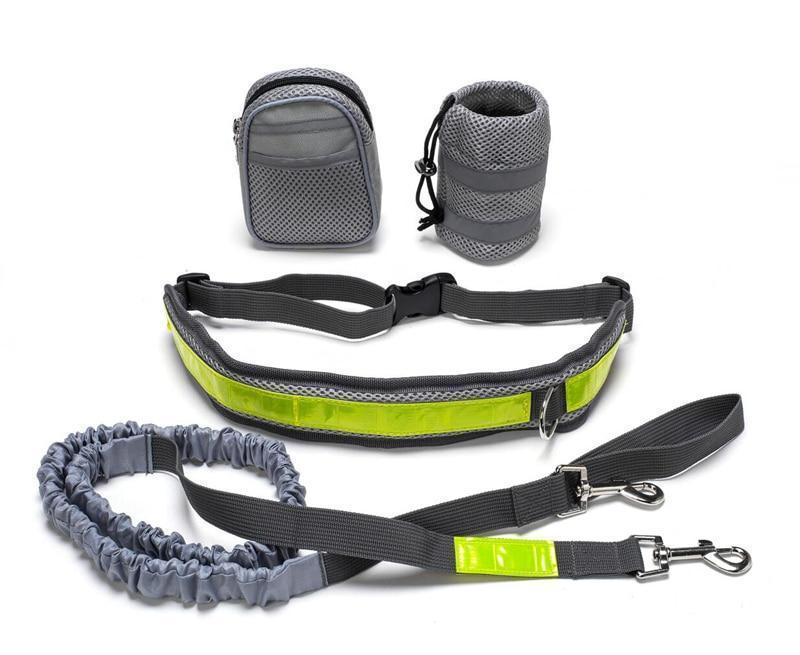 Hands-Free Dog Running Leash Set with Waist Bag