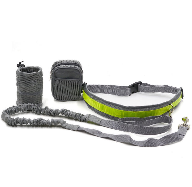 Hands-Free Dog Running Leash Set with Waist Bag