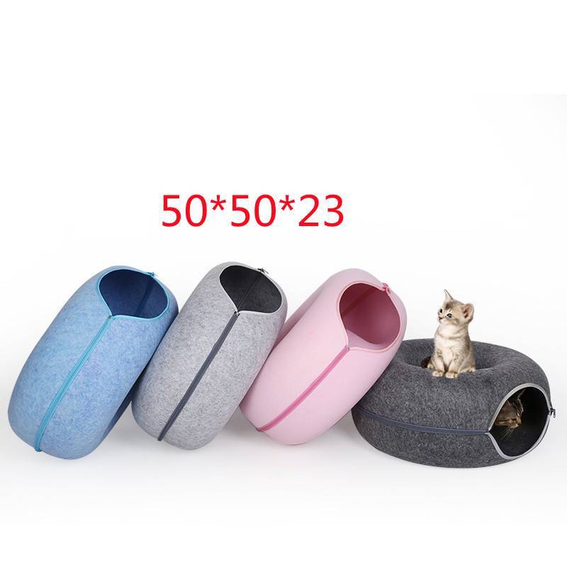 Cozy Felt Donut Cat Bed – Comfortable Pet Kennel for Cats