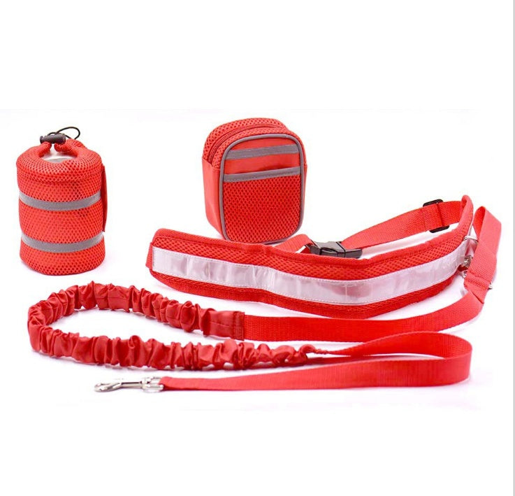 Hands-Free Dog Running Leash Set with Waist Bag