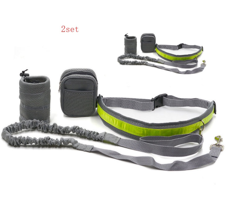 Hands-Free Dog Running Leash Set with Waist Bag