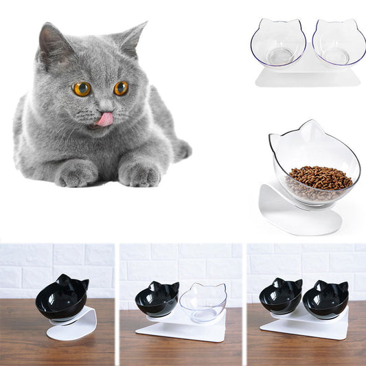 Cat Double Bowl Cat Food Bowl Protects Cervical Vertebra - Lucky Pets Supplies