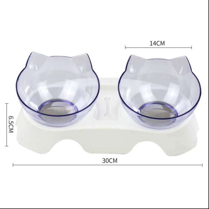 Cat Double Bowl Cat Food Bowl Protects Cervical Vertebra - Lucky Pets Supplies