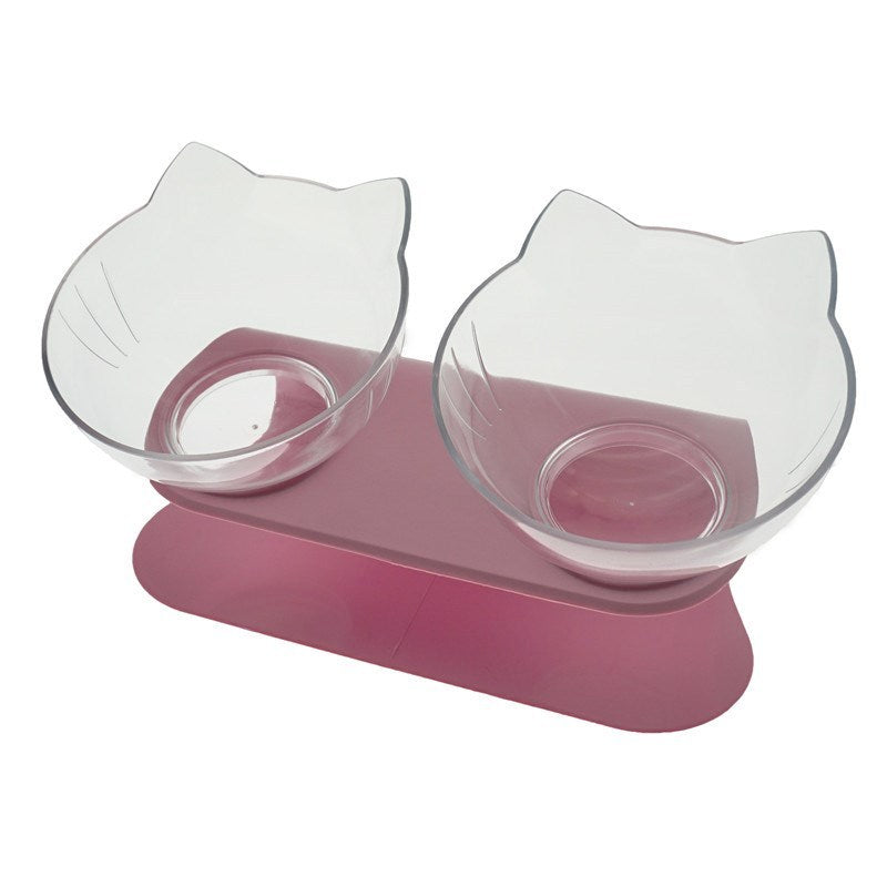 Cat Double Bowl Cat Food Bowl Protects Cervical Vertebra - Lucky Pets Supplies
