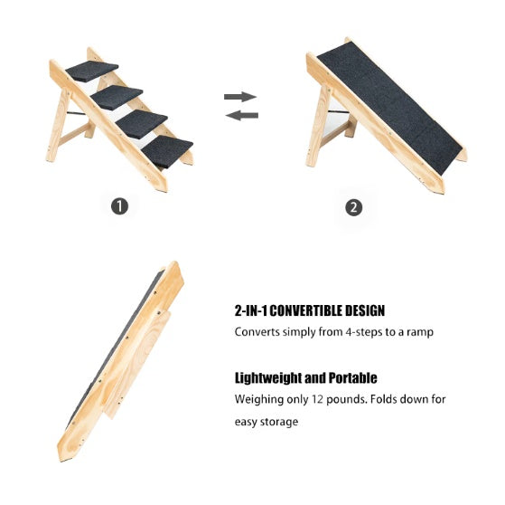 Wooden Foldable Pet Stair & Ramp