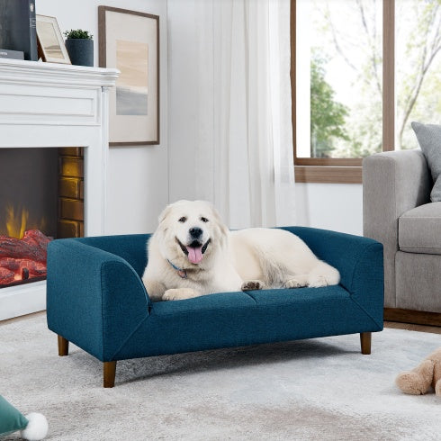 Modern Rectangular Pet Sofa with Backrest and Armrests