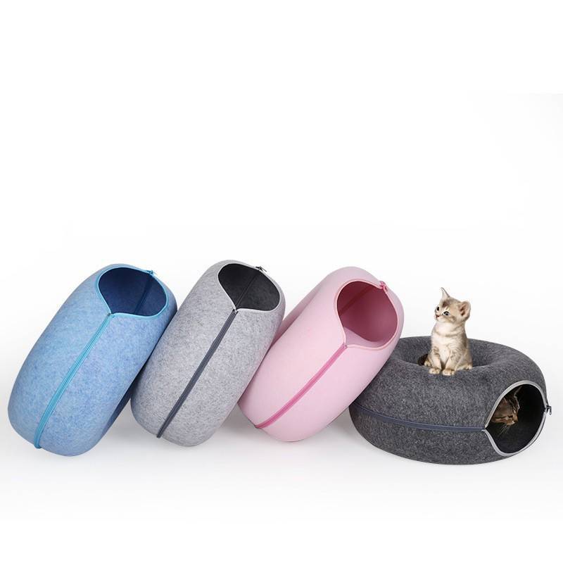 Cozy Felt Donut Cat Bed – Comfortable Pet Kennel for Cats